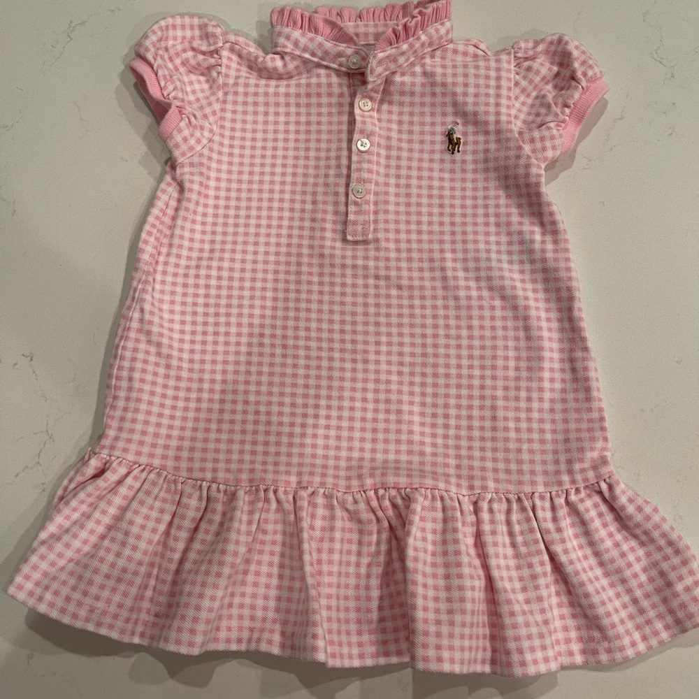 18 month Ralph Lauren pink and white checkered dress with bloomers